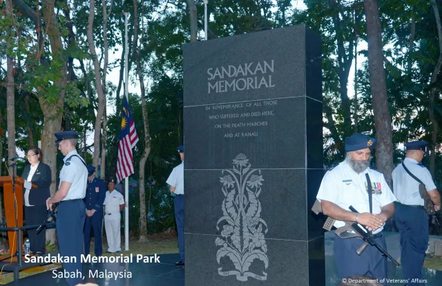 What is the significance of the Sandakan Memorial Park in Malaysia to the Australians and British?