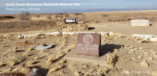 How the horrible massacre of Native Americans by U.S. Soldiers on the banks of the Sand Creek in 1864 is commemorated and memorialized today?