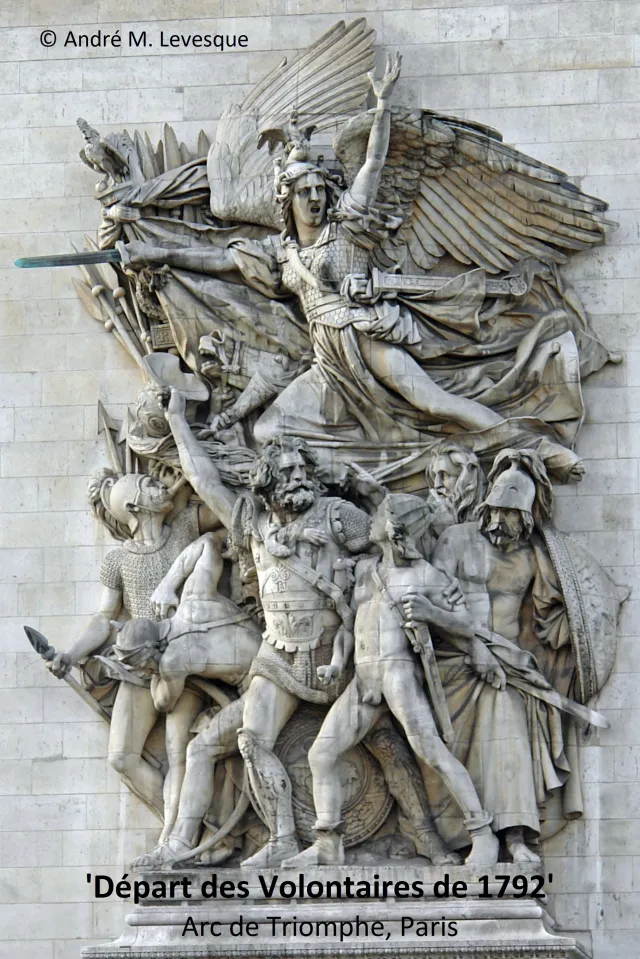 What famous sculpture in Paris unites 'Marianne' and the national anthem of France?