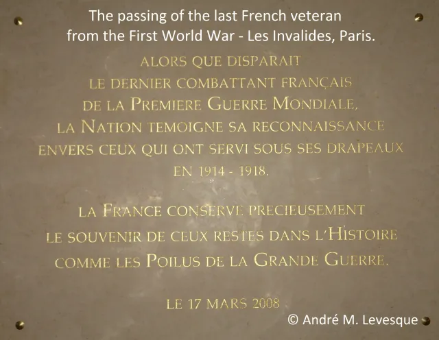 Who is officially recognized as the last surviving French combatant from the First World War?
