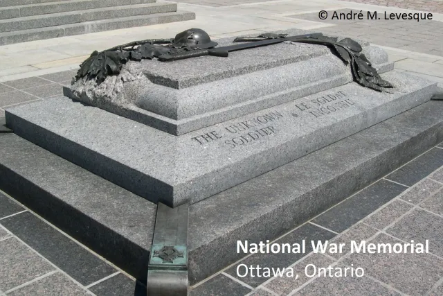 When was the Canadian Unknown Soldier entombed at the National War Memorial, Ottawa?