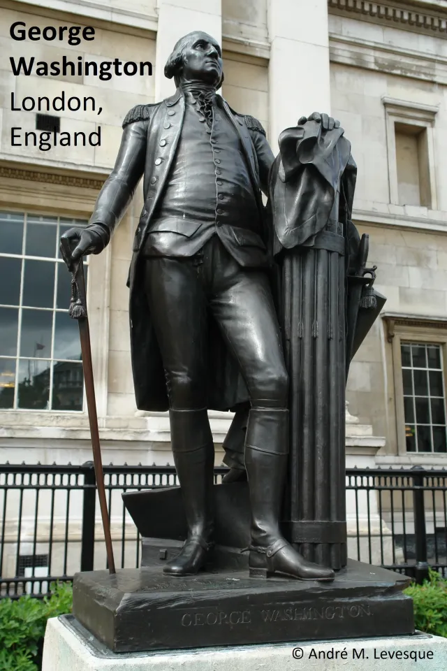 Why is a statue of George Washington located in London, England?